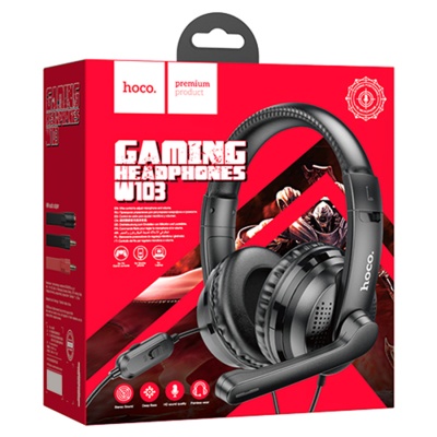 Проводные наушники HOCO W103 Magic, Jack 3.5mm+AUX, 1.2 м, черный