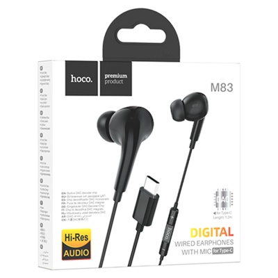 Проводные наушники HOCO M83 Type-C Original, Type-C, 1.2 м, черный