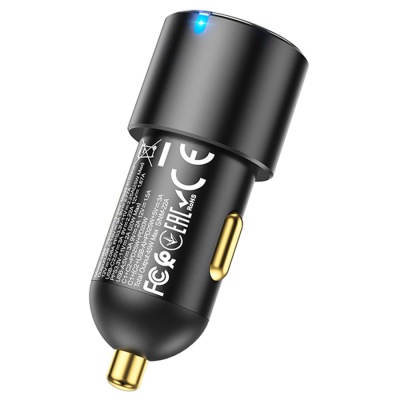 Автомобильное зарядное устройство HOCO NZ6, 1xUSB + 2xUSB-C, 45W, черный