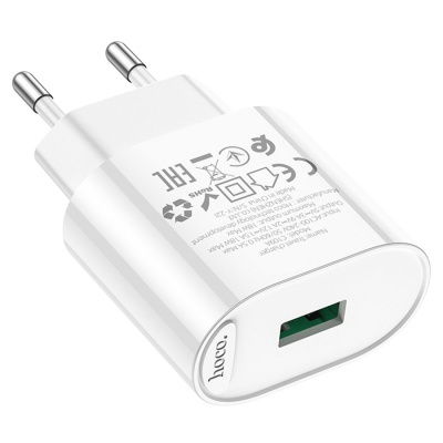 Сетевое зарядное устройство HOCO C109A Fighter 1xUSB, 3.0A, 18W, белый