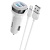 Автомобильное зарядное устройство HOCO Z40 Superior, 2xUSB с Кабелем USB - Lightning, 2.4A, белый