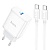 Сетевое зарядное устройство HOCO C104A Stage 1xUSB-C с Кабелем Type-C - Type-C, 20W, белый оптом Сетевое зарядное устройство HOCO C104A Stage 1xUSB-C с Кабелем Type-C - Type-C, 20W, белый