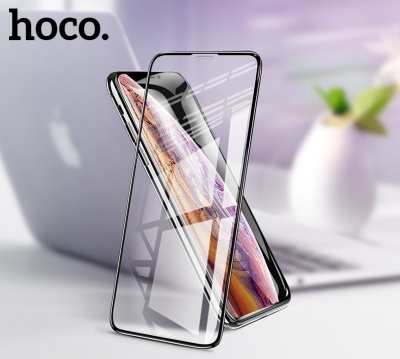 Защитное стекло HOCO A12 для iPhone XS Max/11 Pro Max, Full Glue 3D, прозрачный+черная рамка