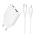 Сетевое зарядное устройство BOROFONE BN24 Wish 1xUSB + 1xUSB-C с Кабелем Type-C - Lightning, 3A, 20W, белый