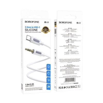 Аудиокабель BOROFONE BL20 True sound AUX Jack 3,5 (m) - Type-C (m), 1 м, белый