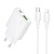 Сетевое зарядное устройство BOROFONE BN25 Wish 1xUSB + 1xUSB-C с Кабелем Type-C - Lightning, 3A, 30W, белый