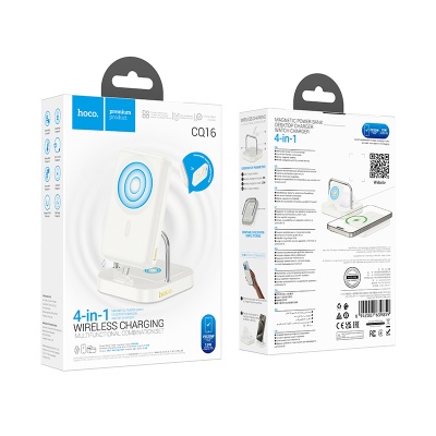 Настольная зарядная станция HOCO CQ16 Astute для iPhone+Apple Watch, 2A, 5W/7.5W/10W/15W, белый