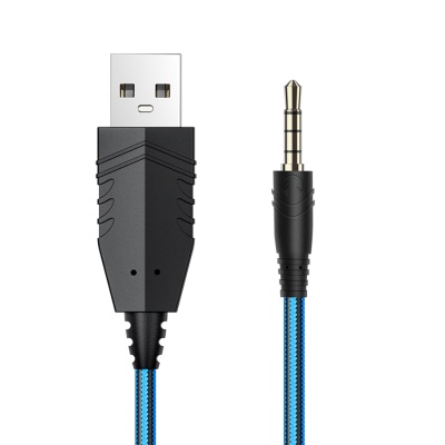 Проводные наушники HOCO W102 Cool tour gaming, USB+Jack 3.5mm, 2 м, синий