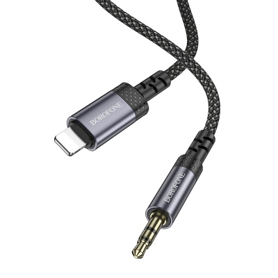 Аудиокабель BOROFONE BL24 Graceful AUX Jack 3,5 (m) - Lightning (m), 1 м, серый металлик