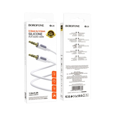 Аудиокабель BOROFONE BL20 True sound AUX Jack 3,5 (m) - Jack 3,5 (m), 1 м, белый