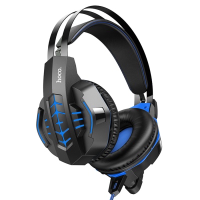 Проводные наушники HOCO W102 Cool tour gaming, USB+Jack 3.5mm, 2 м, синий