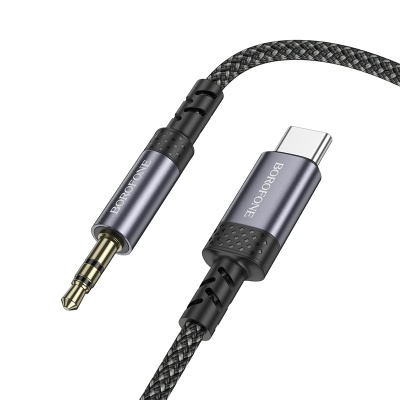 Аудиокабель BOROFONE BL24 Graceful AUX Jack 3,5 (m) - Type-C (m), 1 м, серый металлик