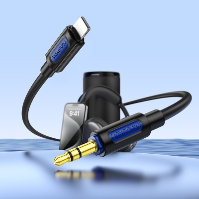 Аудиокабель BOROFONE BL20 True sound AUX Jack 3,5 (m) - Lightning (m), 1 м, черный