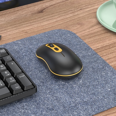 Мышь беспроводная HOCO GM21 Platinum, Bluetooth, черный+желтый
