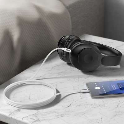 Аудиокабель BOROFONE BL20 True sound AUX Jack 3,5 (m) - Type-C (m), 1 м, белый