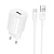 Сетевое зарядное устройство BOROFONE BA101A Pudding 1xUSB с Кабелем USB - Type-C, 2.1A, белый
