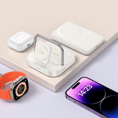 Настольная зарядная станция HOCO CQ16 Astute для iPhone+Apple Watch, 2A, 5W/7.5W/10W/15W, белый