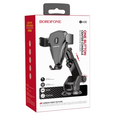 Автомобильный держатель BOROFONE BH38 Magic, зажимной, на приборная панель/лобовое стекло, черный