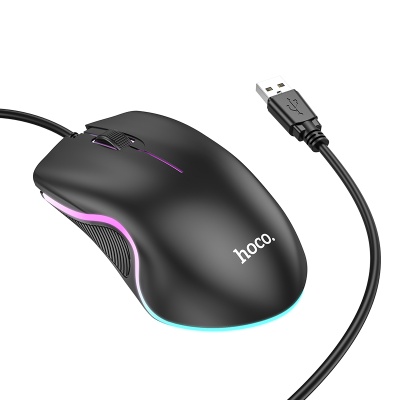 Мышь проводная HOCO GM19 Enjoy, USB, черный