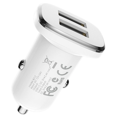 Автомобильное зарядное устройство BOROFONE BZ12 Lasting power, 2xUSB, 2.1A, белый