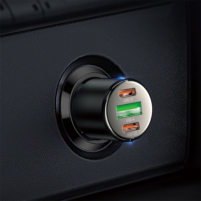 Автомобильное зарядное устройство HOCO NZ6, 1xUSB + 2xUSB-C, 45W, черный