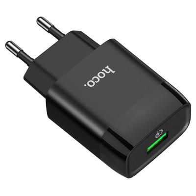 Сетевое зарядное устройство HOCO C72Q Glorious 1xUSB, 3.0A, 18W, черный