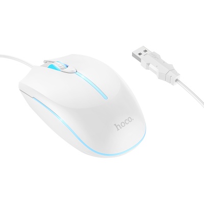 Мышь проводная HOCO GM37 Wonderful, USB, белый