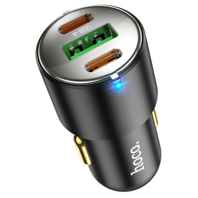 Автомобильное зарядное устройство HOCO NZ6, 1xUSB + 2xUSB-C, 45W, черный