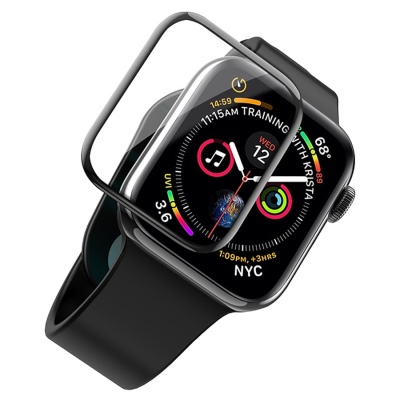 Защитное стекло HOCO Tempered Glass для Apple Watch 4, Full Glue 3D, 44mm, прозрачный+черная рамка