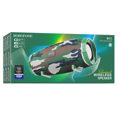 Портативная колонка BOROFONE BR3 Rich, Bluetooth, камуфляж+зеленый