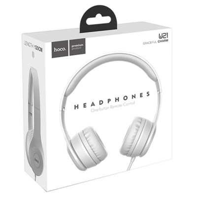 Проводные наушники HOCO W21 Graceful Charm, Jack 3.5mm, 1.2 м, серый