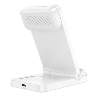 Настольная зарядная станция BOROFONE BQ33 Clever для iPhone+Airpods+Apple Watch с Кабелем USB - Type-C, 5W/7.5W/10W/15W, белый