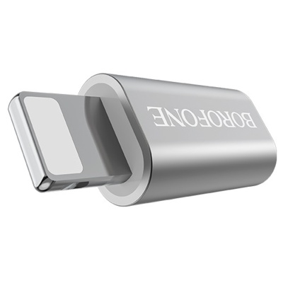Переходник/Адаптер BOROFONE BV5 Lightning (m) - MicroUSB (f), серебристый