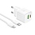 Сетевое зарядное устройство HOCO N65 Ingenious 1xUSB + 1xUSB-C с Кабелем Type-C - Lightning, 3A, 20W, белый оптом Сетевое зарядное устройство HOCO N65 Ingenious 1xUSB + 1xUSB-C с Кабелем Type-C - Lightning, 3A, 20W, белый