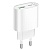 Сетевое зарядное устройство HOCO C109A Fighter 1xUSB + 1xUSB-C, 3A, 20W, белый оптом Сетевое зарядное устройство HOCO C109A Fighter 1xUSB + 1xUSB-C, 3A, 20W, белый
