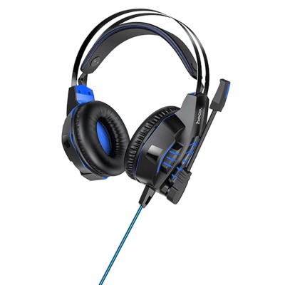 Проводные наушники HOCO W102 Cool tour gaming, USB+Jack 3.5mm, 2 м, синий