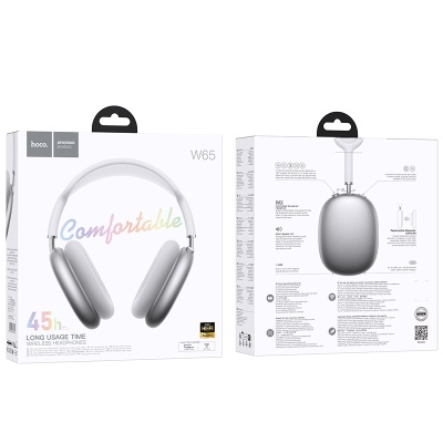 Беспроводные наушники накладные HOCO W65 Happy, Bluetooth, серебристый