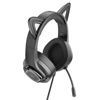 Проводные наушники HOCO W107 Cute cat, USB+Jack 3.5mm, 2 м, elf cat