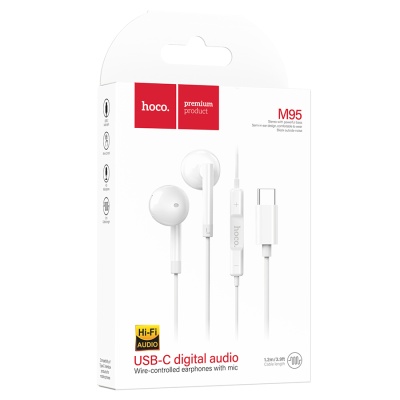 Проводные наушники HOCO M95 Digital, Type-C, 1.2 м, белый