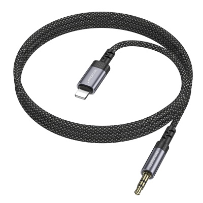 Аудиокабель BOROFONE BL24 Graceful AUX Jack 3,5 (m) - Lightning (m), 1 м, серый металлик