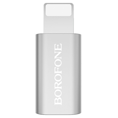 Переходник/Адаптер BOROFONE BV5 Lightning (m) - MicroUSB (f), серебристый