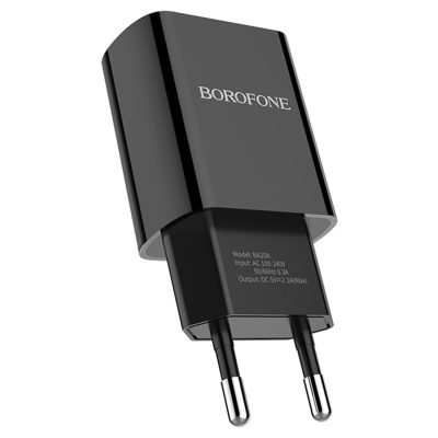 Сетевое зарядное устройство BOROFONE BA20A Sharp 1xUSB, 2A, черный