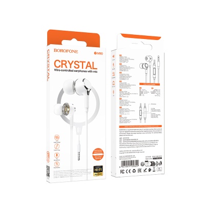 Проводные наушники BOROFONE BM90 Miller, Jack 3.5mm, 1.2 м, белый