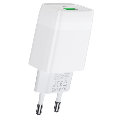 Сетевое зарядное устройство HOCO C72Q Glorious 1xUSB, 3.0A, 18W, белый