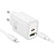 Сетевое зарядное устройство HOCO N63 Gentle 1xUSB + 1xUSB-C с Кабелем Type-C - Lightning, 3A, 30W, белый оптом Сетевое зарядное устройство HOCO N63 Gentle 1xUSB + 1xUSB-C с Кабелем Type-C - Lightning, 3A, 30W, белый