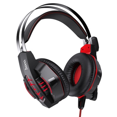 Проводные наушники HOCO W102 Cool tour gaming, USB+Jack 3.5mm, 2 м, красный