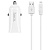 Автомобильное зарядное устройство HOCO Z12 Elite, 2xUSB с Кабелем USB - Lightning, 2.4A, белый