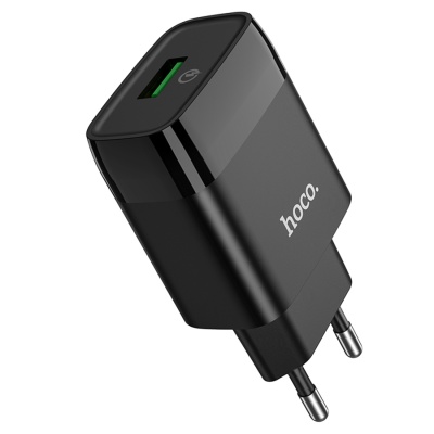 Сетевое зарядное устройство HOCO C72Q Glorious 1xUSB, 3.0A, 18W, черный