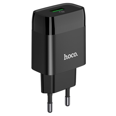 Сетевое зарядное устройство HOCO C72Q Glorious 1xUSB, 3.0A, 18W, черный
