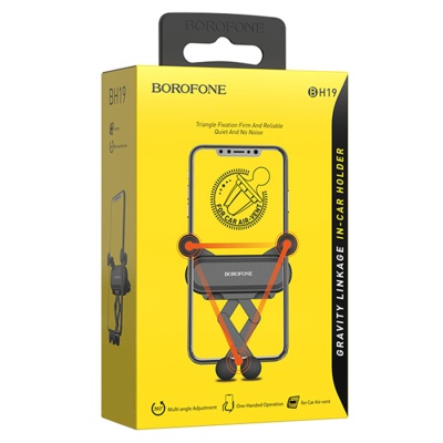 Автомобильный держатель BOROFONE BH19 Eddie, зажимной, на воздуховод, черный